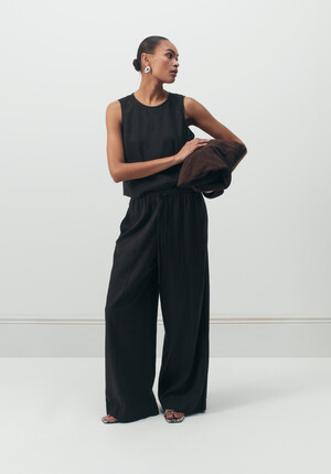 Linen Blend Petunia Wide Leg Trousers